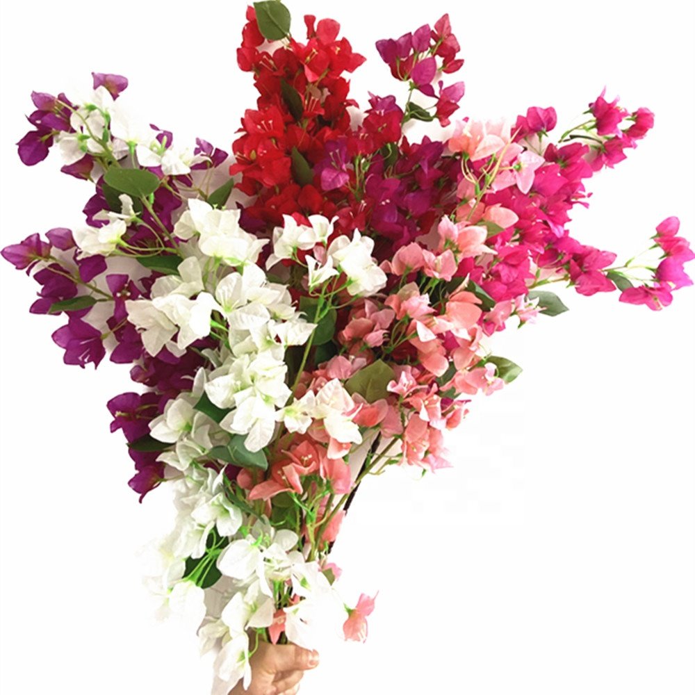 Silk Bougainvillea Glabra Flower Artificial Big Bougainvillea Spectabilis Tree Branch Long Stem for Wedding Floral Decoration