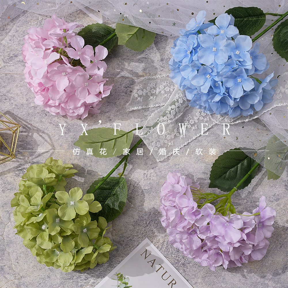 Simulation 72 Flower Pieces Hydrangea Cross-border Road Drainage Row Hydrangea Wedding Hall Hotel Home Hands Hydrangea