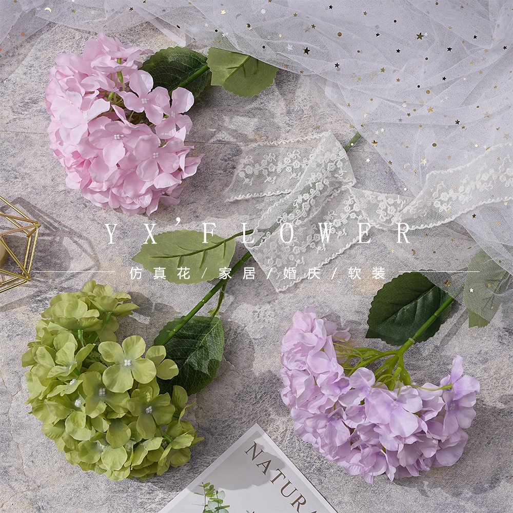 Simulation 72 Flower Pieces Hydrangea Cross-border Road Drainage Row Hydrangea Wedding Hall Hotel Home Hands Hydrangea
