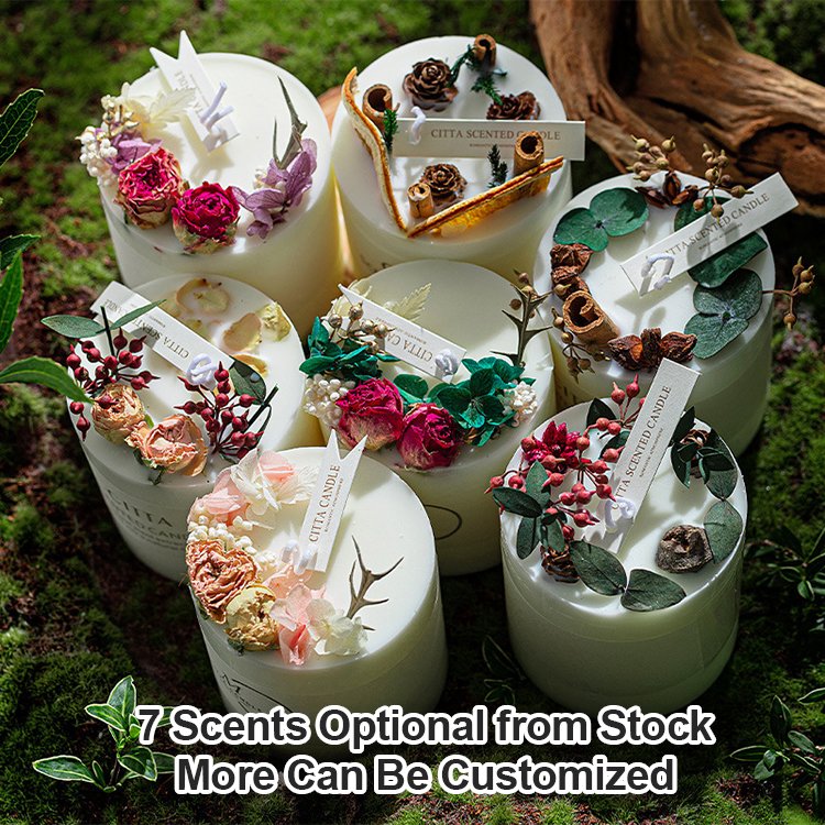 Luxury Design Customize Aromatic Soy Wax Aroma Candles Fragrance Oil Scented Candles With Dried Flowers