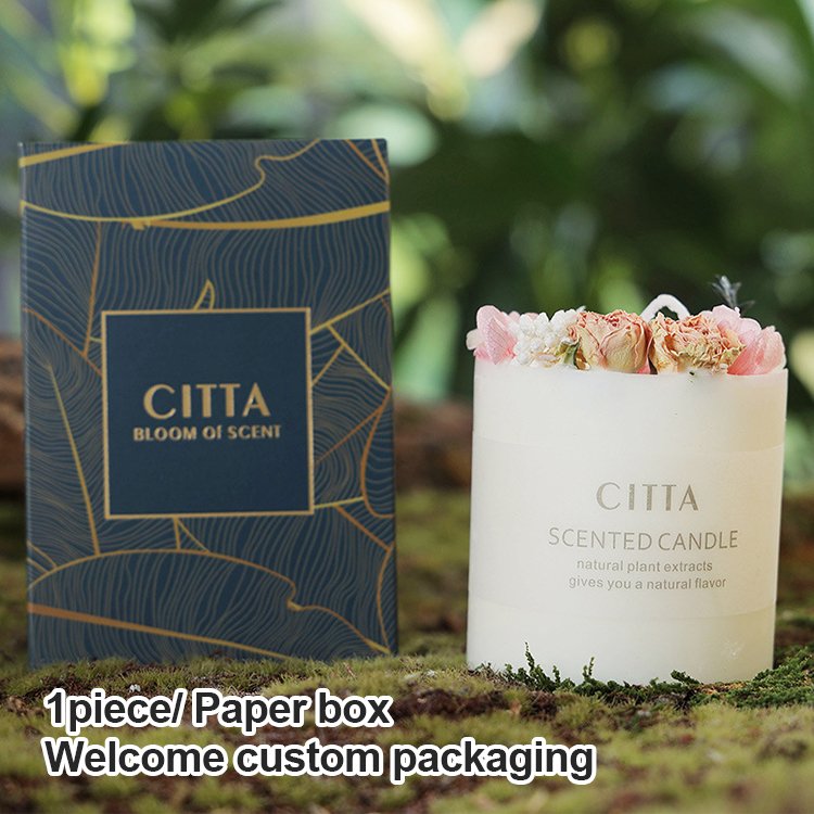 Luxury Design Customize Aromatic Soy Wax Aroma Candles Fragrance Oil Scented Candles With Dried Flowers