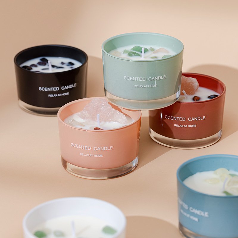 FLORESCENCE Healing Crystal Candles Luxury Aromatherapy Aroma Aromatic Home Decor Decoration Handmade Gift Scented Candle