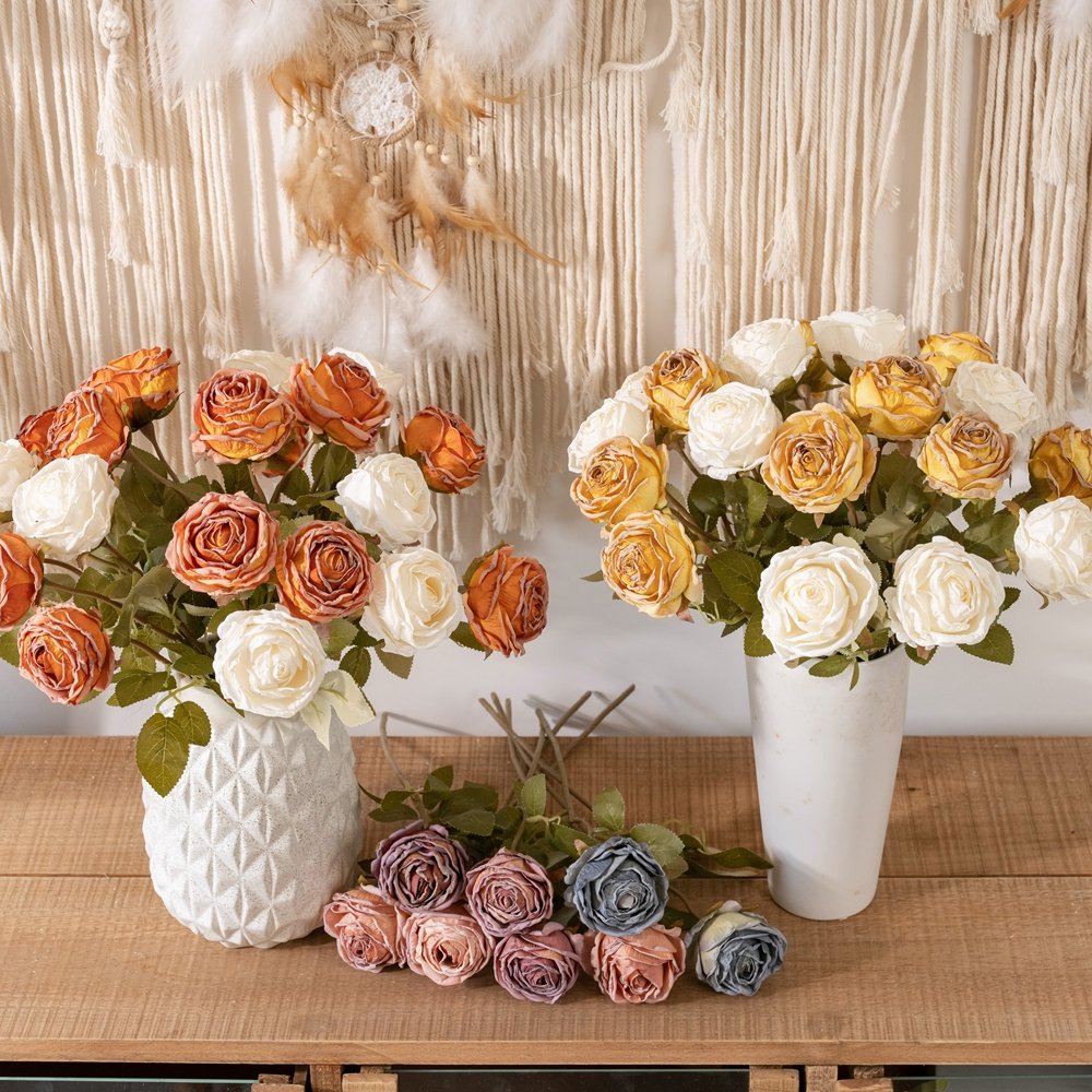 Wholesale Reliable Quality Vintage Dried Roses Artificial Decorative Flowers for Christmas Graduation New Year Valentine's Day