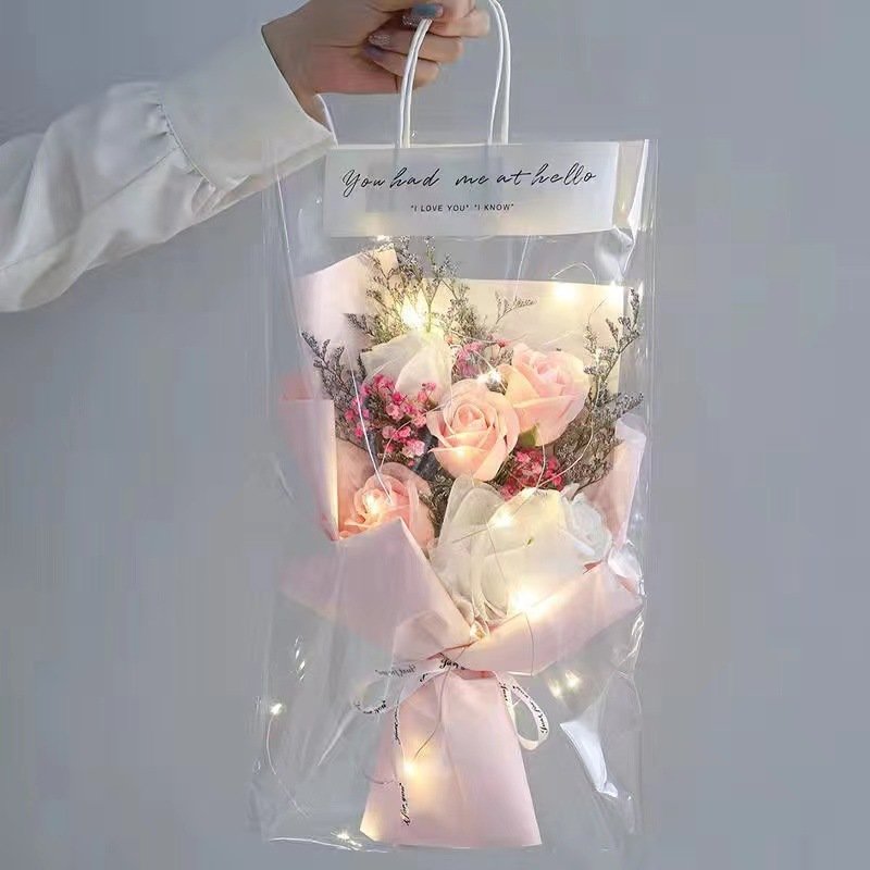 Wedding Christmas Flowers in Box Gift Mother's Day Star Yarn Series Handmade Soap Roses Bouquet Floral