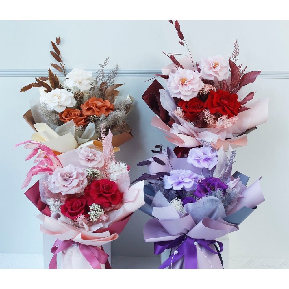 bridal bouquet wholesale preserved flowers eternal rose gift box wholesale vendor dried flowers bouquet de mariage