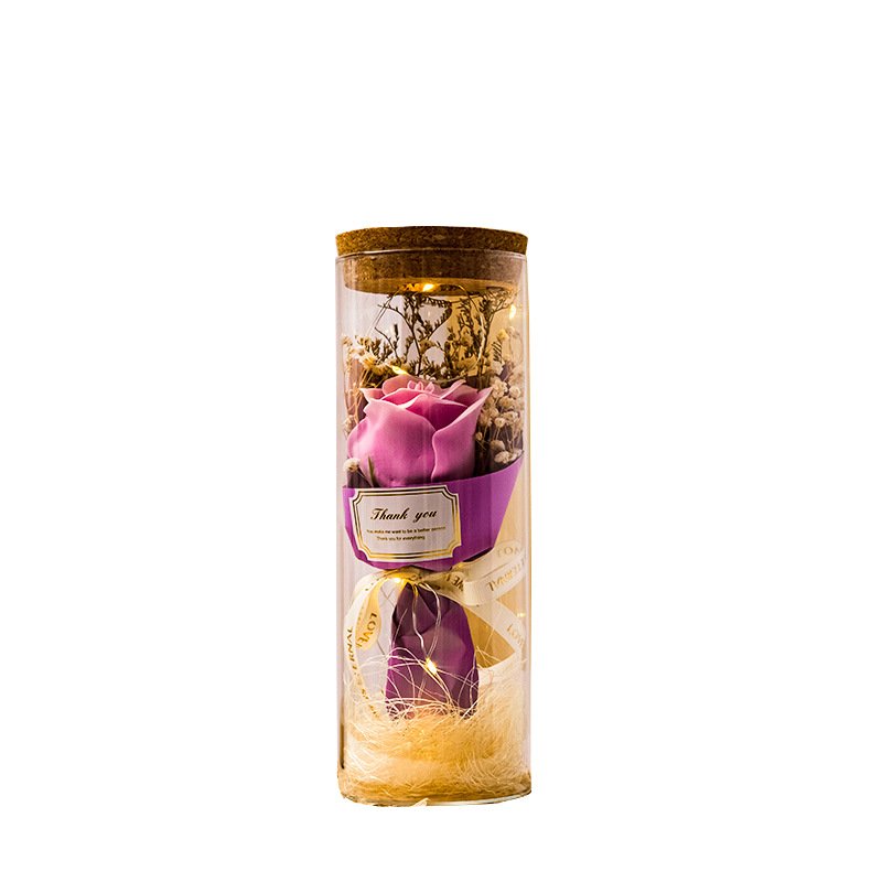 Valentine's Day Gift Glass Flower Cover Drid Baby Breath Sunflower Mini Dried Flower Bouquet With Light