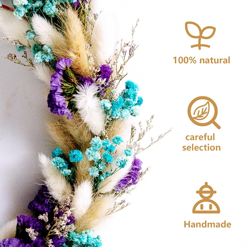 Pampas Grass Wreath Front Door Dried Nature Flower Wreath Bunny Tail Grass Wreath for Farmhouse Home Wedding Wall Hanging Decor