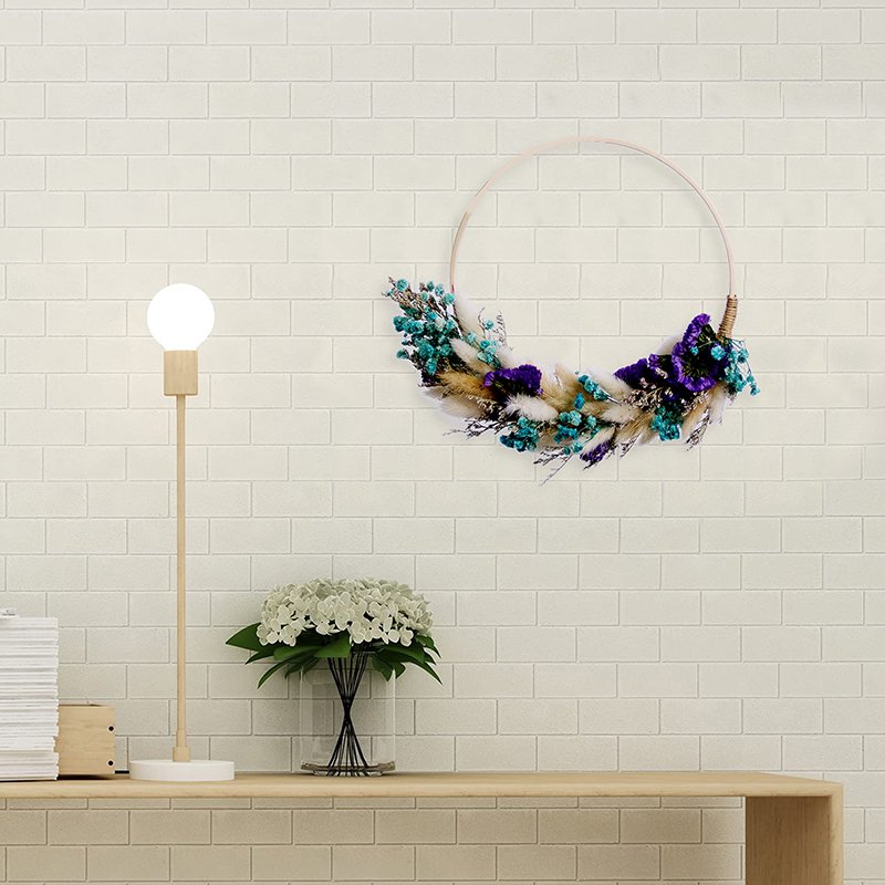 Pampas Grass Wreath Front Door Dried Nature Flower Wreath Bunny Tail Grass Wreath for Farmhouse Home Wedding Wall Hanging Decor