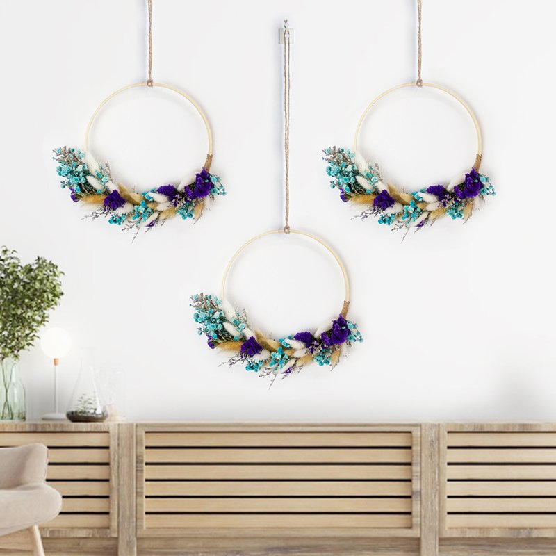 Pampas Grass Wreath Front Door Dried Nature Flower Wreath Bunny Tail Grass Wreath for Farmhouse Home Wedding Wall Hanging Decor