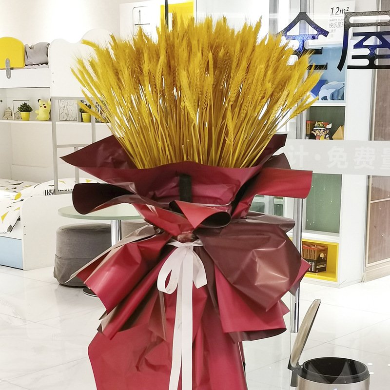 G13 50 Pcs Dried Wheat Stalks Simulation Plant Flowers Bouquet Golden Wheat Sheaves Props Decorating Artificial Wheat