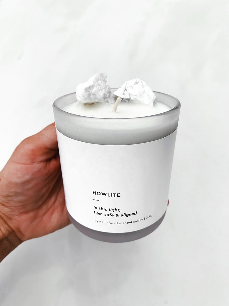 Ins Healing Crystal Pillar Candle Jar Luxury Scent Zodiac Candles with Real Crystals Inside Manifestation Candle for Women