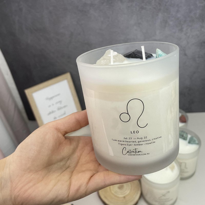 Ins Healing Crystal Pillar Candle Jar Luxury Scent Zodiac Candles with Real Crystals Inside Manifestation Candle for Women