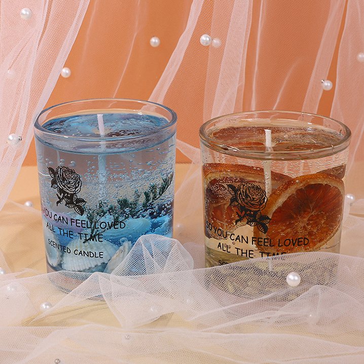 New Product Ideas Hand Made Dried Christmas Birthday Gift Jelly Gel Soy Wax Romantic Fragrance Scented Candle with Dried Flower