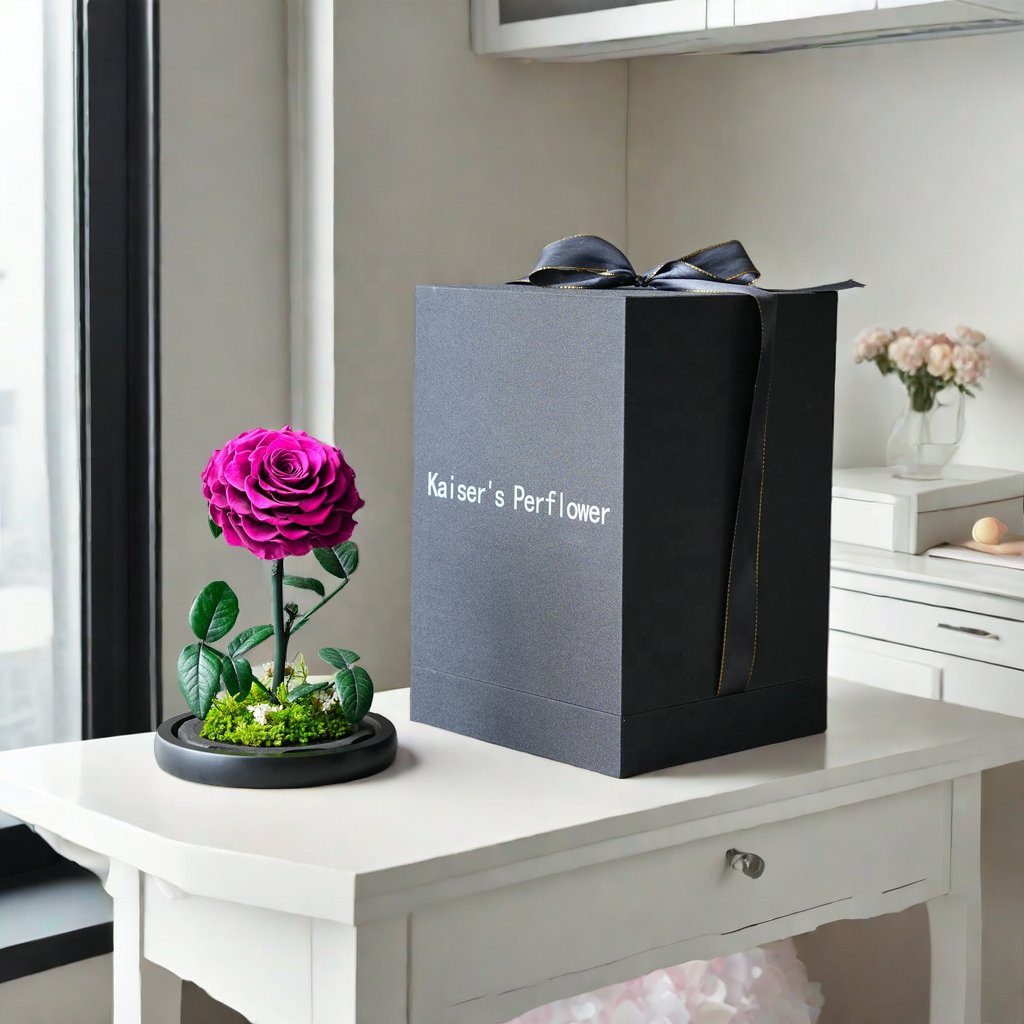 Kaiser`s Perflower Wholesale Little Prince Dried Flower Immortal Fleur Stabilized Eternal Preserved Forever Rose in Glass Dome
