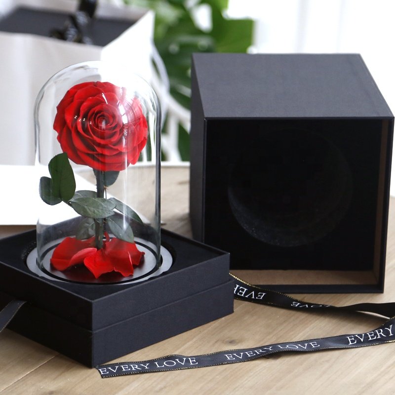 Kaiser`s Perflower Wholesale Little Prince Dried Flower Immortal Fleur Stabilized Eternal Preserved Forever Rose in Glass Dome