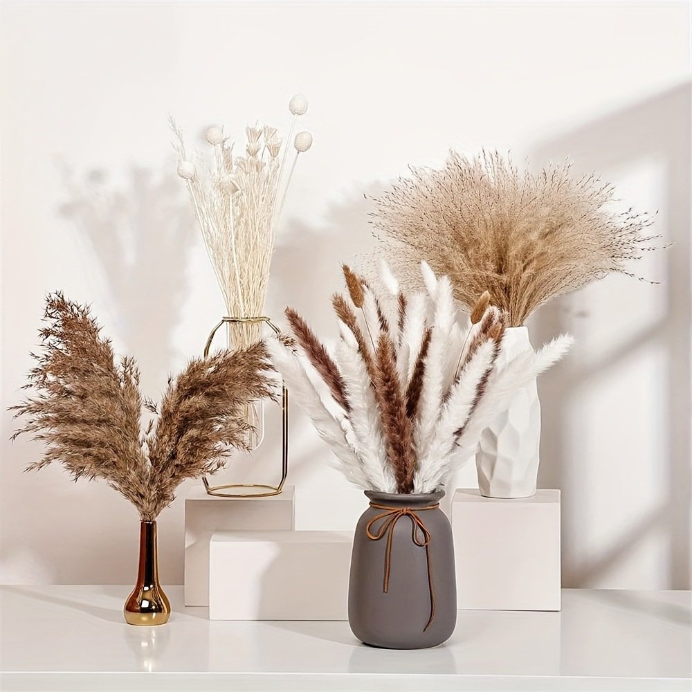 Hot Selling 109 PCS Nature Reed Grass And Dried Bunny Tails Small Pampas Grass Real Dried Flowers Bouquet