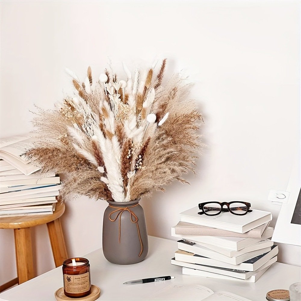 Hot Selling 109 PCS Nature Reed Grass And Dried Bunny Tails Small Pampas Grass Real Dried Flowers Bouquet