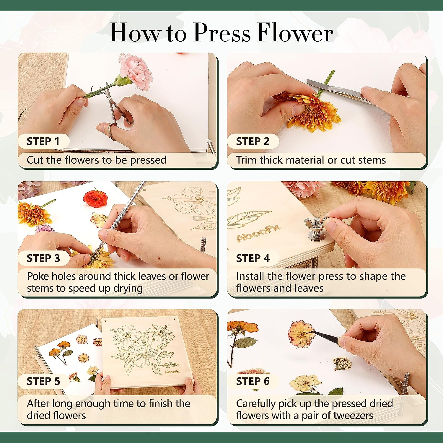 PUSELIFE Wholesale Children's Flower Press Natural Crafts Wooden Art Kits Outdoor Learning Toys DIY Flower Press kit