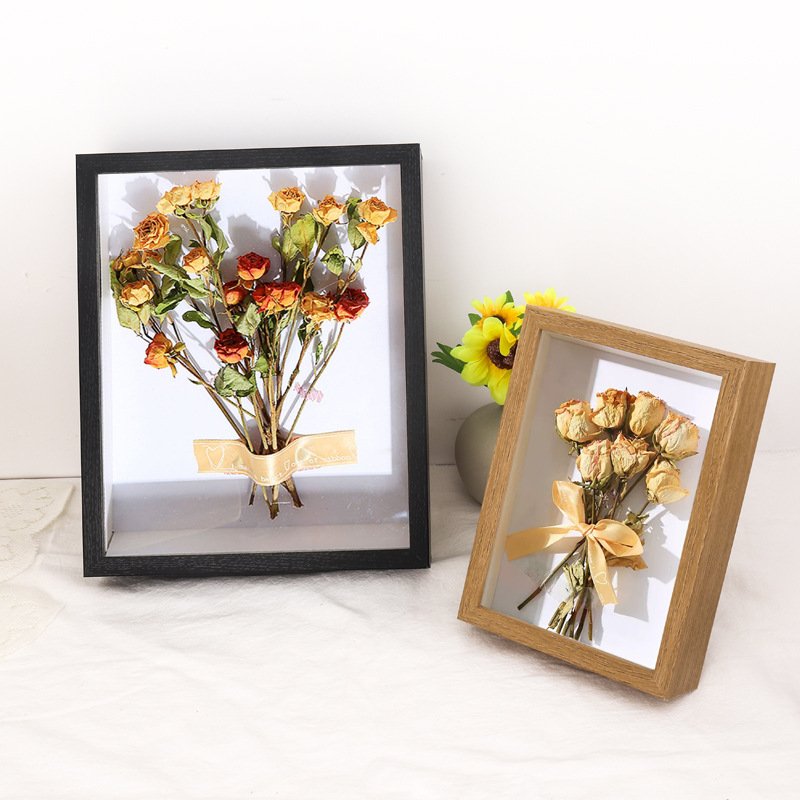 Customized Wooden 3D Shadow Box Frame 3D Vintage Miniature Specimen Photo Frames Dried Flower Photo Frame Decoration