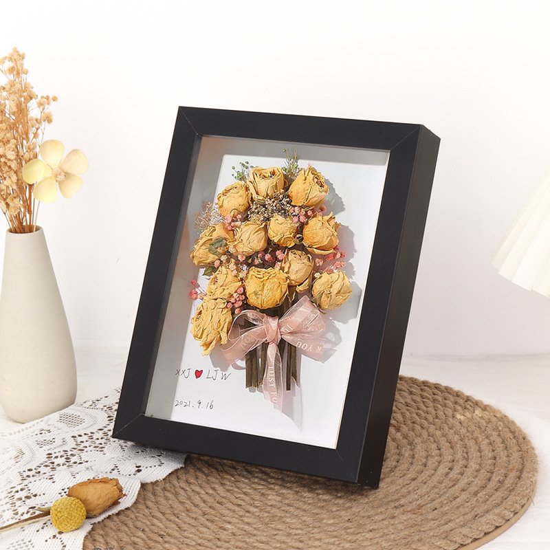 Customized Wooden 3D Shadow Box Frame 3D Vintage Miniature Specimen Photo Frames Dried Flower Photo Frame Decoration