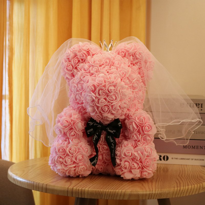 YX Immortal Rose Bear Teacher's Day Valentine's gift shop supermarket PE foam flower hug bear rose bear