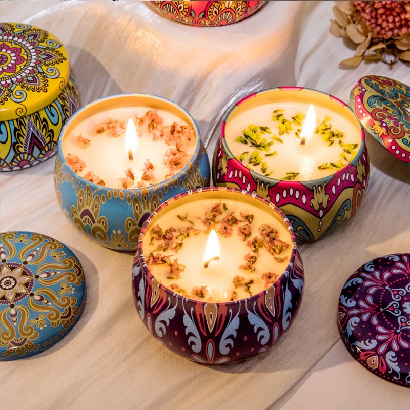 Soy Wax Wedding Dried Flower Candles Custom Aroma Scented Candles Jar in Luxury Customized Box Origin 60g Easter