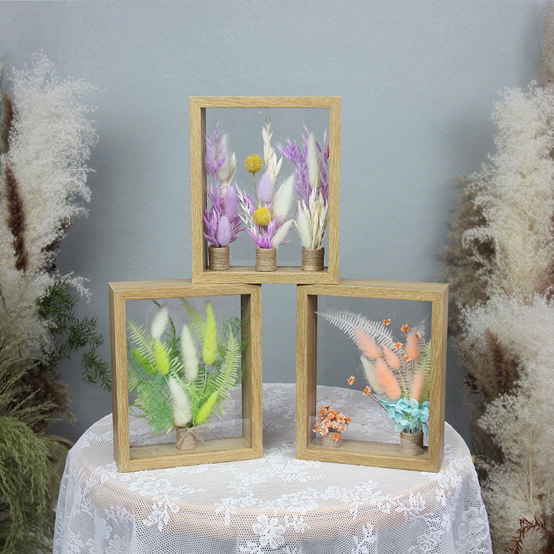 TC Wholesale Dried Flower Salvia Wood Photo Frame Transparent Frame Finished Ornament Dried Flowers Eternal Flower Assemble Gift
