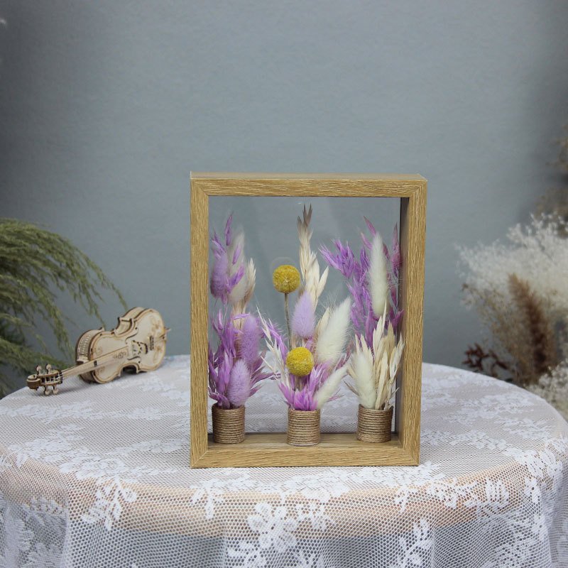 TC Wholesale Dried Flower Salvia Wood Photo Frame Transparent Frame Finished Ornament Dried Flowers Eternal Flower Assemble Gift
