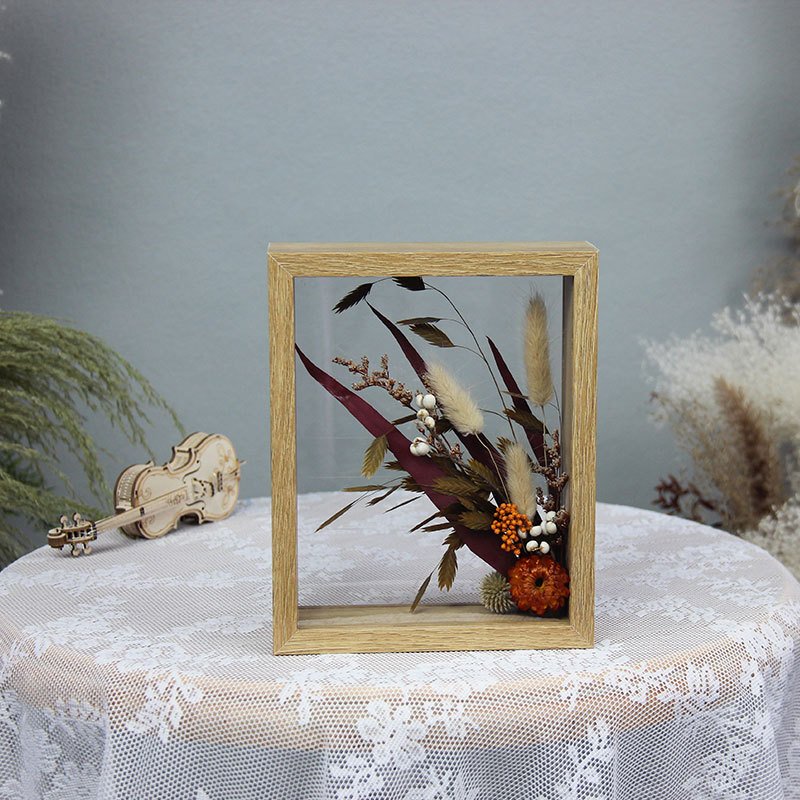 TC Wholesale Dried Flower Salvia Wood Photo Frame Transparent Frame Finished Ornament Dried Flowers Eternal Flower Assemble Gift