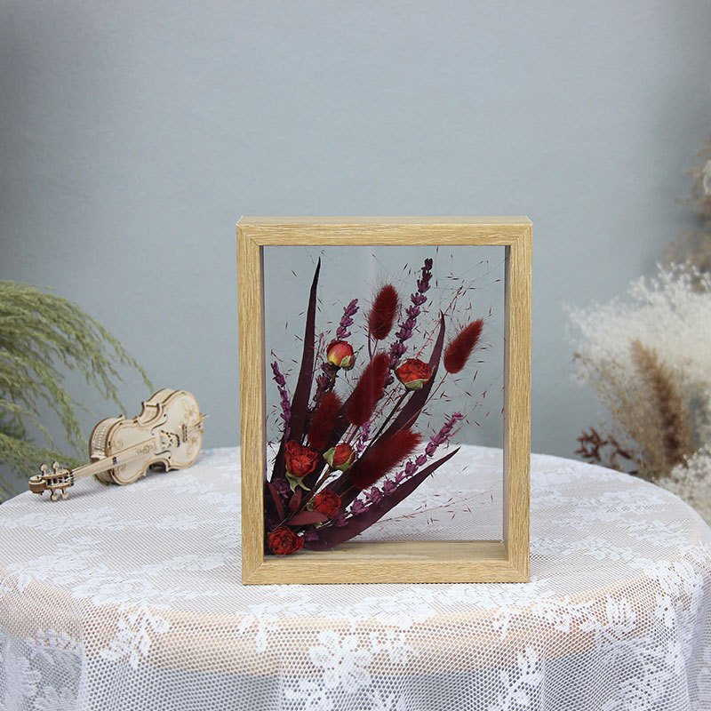 TC Wholesale Dried Flower Salvia Wood Photo Frame Transparent Frame Finished Ornament Dried Flowers Eternal Flower Assemble Gift