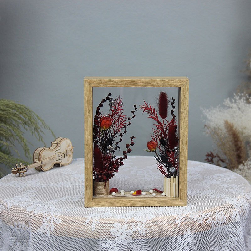 TC Wholesale Dried Flower Salvia Wood Photo Frame Transparent Frame Finished Ornament Dried Flowers Eternal Flower Assemble Gift