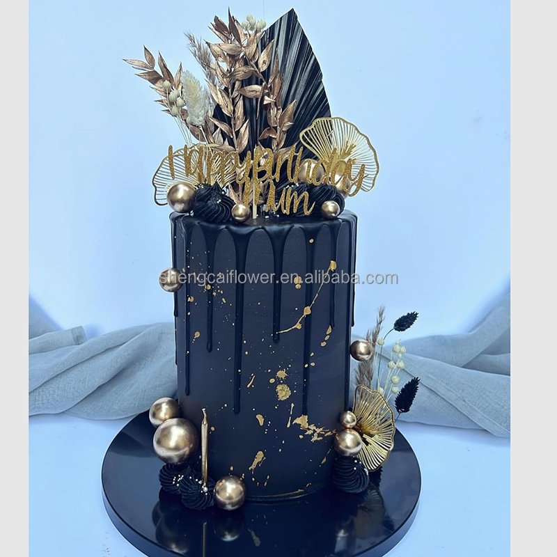 Palm Fan Cupcake Topper palm spears for cakes Spear Leaf Cake Insert Supplies Cake Decorations for Birthday Wedding Party