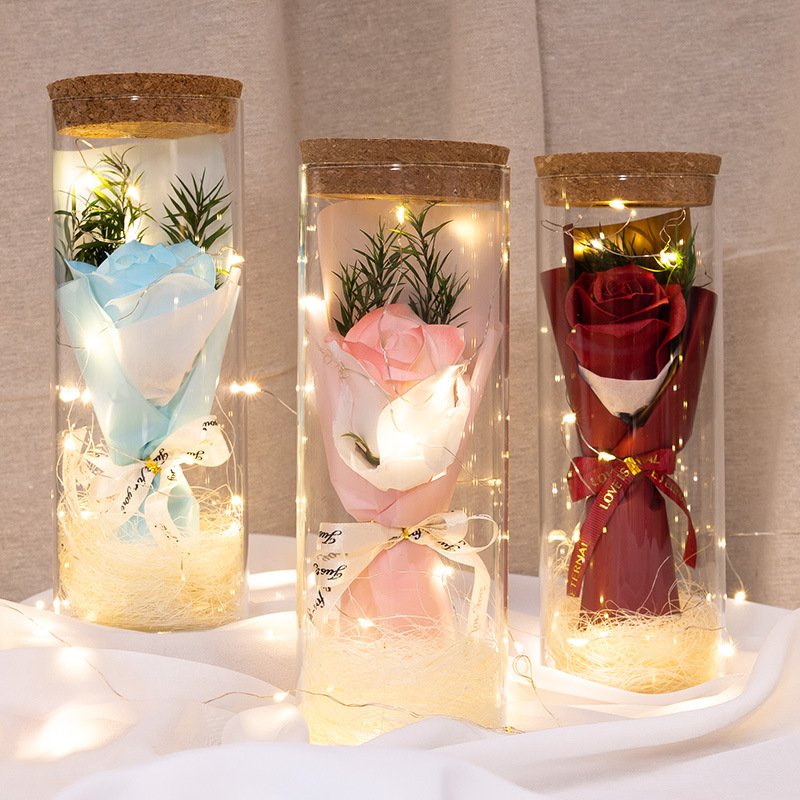 Valentine's Day anniversary rose full star sunflower eternal flower with light glass cover send teacher birthday gift wholesale