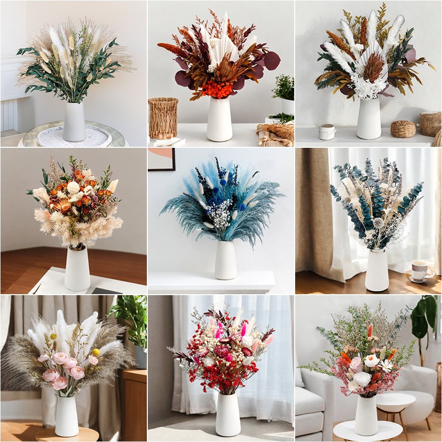 G84 Christmas Tree Fall Decorations For Home Autumn Boho Decor Aesthetic Fall Flowers For Vase Dried Orange Pampas Grass Bouquet