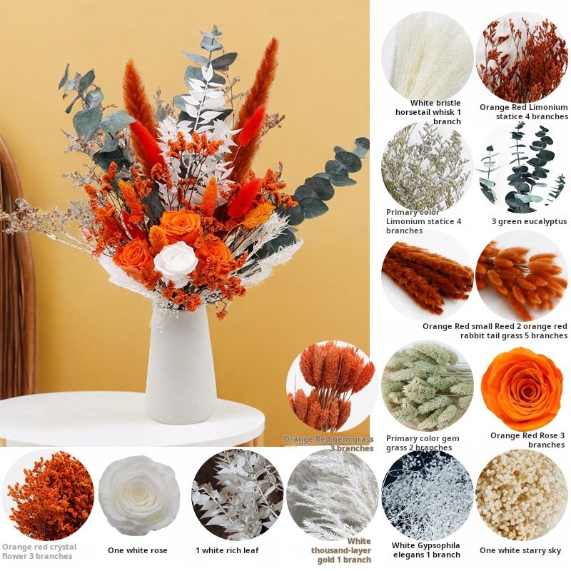 G84 Christmas Tree Fall Decorations For Home Autumn Boho Decor Aesthetic Fall Flowers For Vase Dried Orange Pampas Grass Bouquet