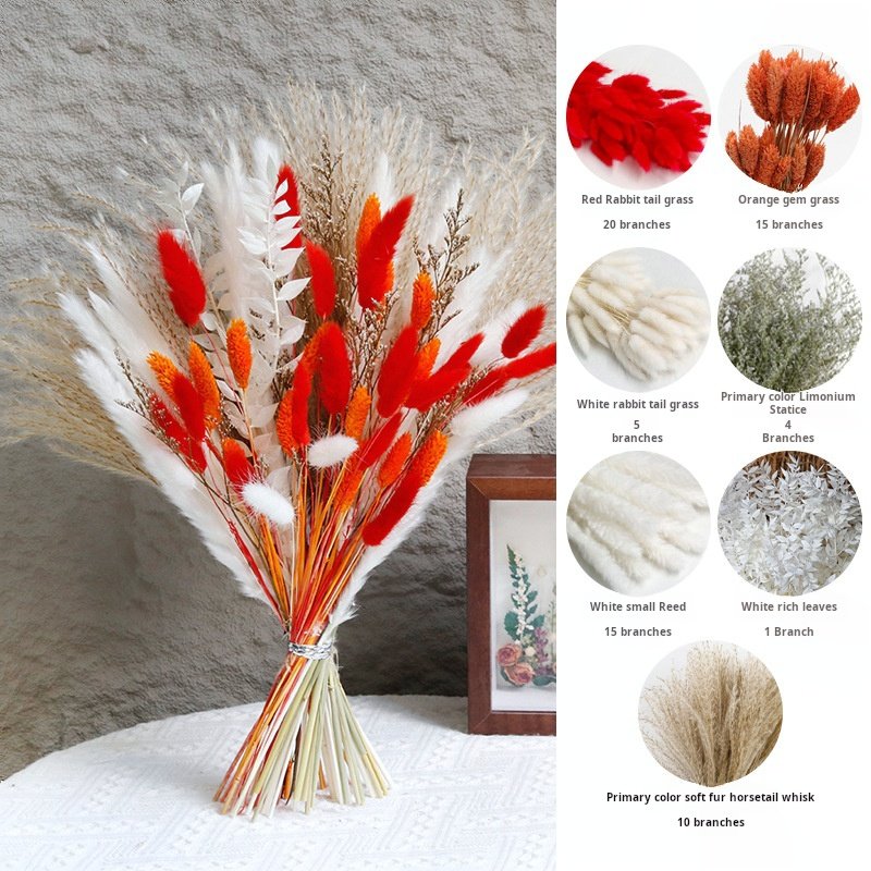 G84 Christmas Tree Fall Decorations For Home Autumn Boho Decor Aesthetic Fall Flowers For Vase Dried Orange Pampas Grass Bouquet