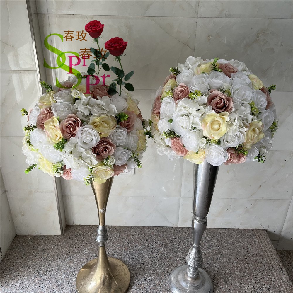 SPR Wholesale Decorative Artificial Rose Orchid Baby Breath Pampas Romantic Country Wedding Flower Arrangement