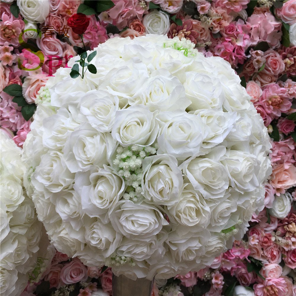SPR Wholesale Decorative Artificial Rose Orchid Baby Breath Pampas Romantic Country Wedding Flower Arrangement