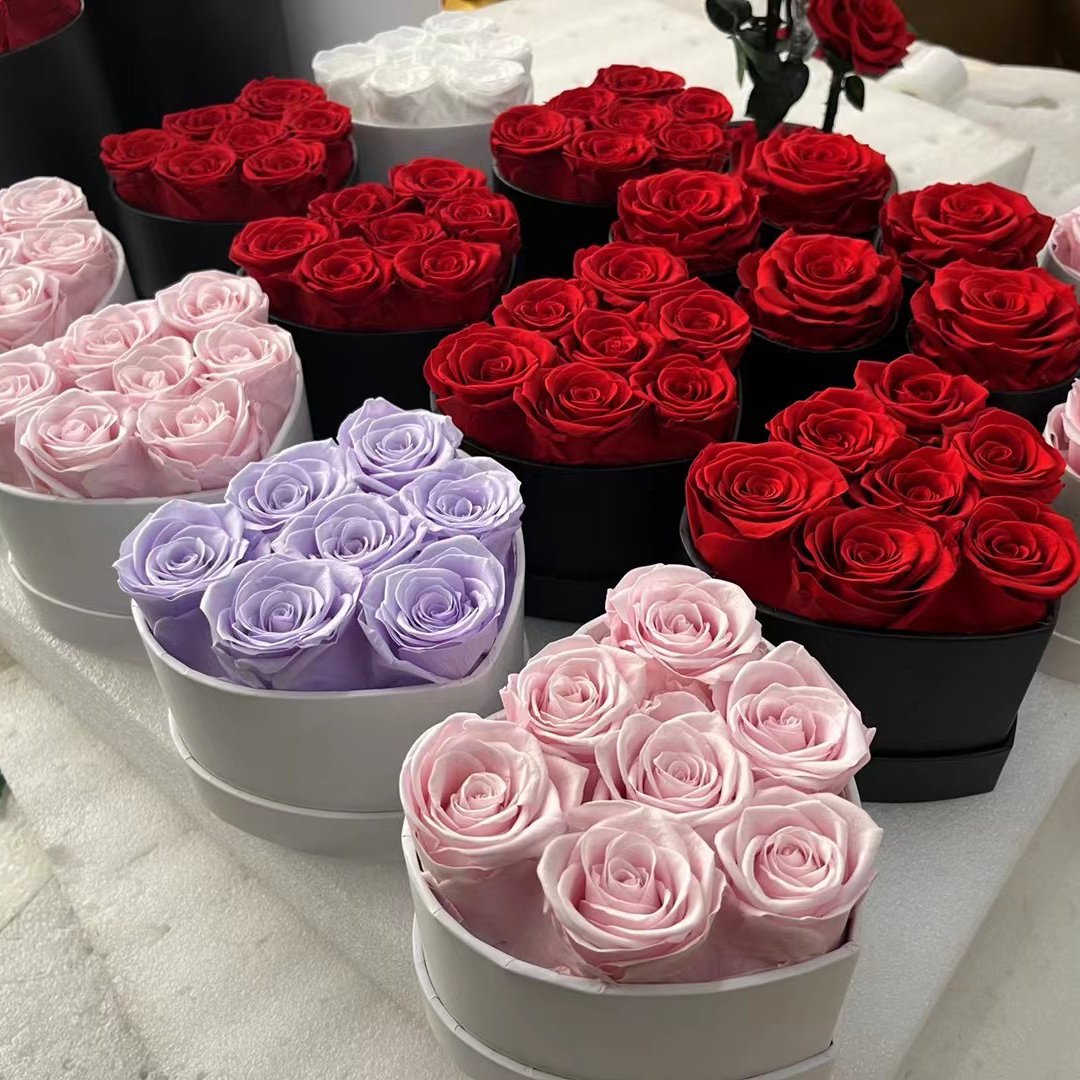 forever Roses preserved rose flower bouquets preserved flower in heart shape flower box wholesale dried flowers flower