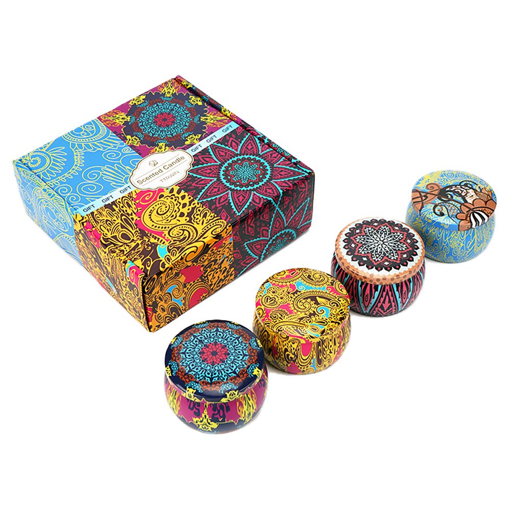 Manufacturer Hot Selling Home Decor Custom Round Can Tin 4pcs In Set Soy Wax Smokeless Scented Candles Gift Set