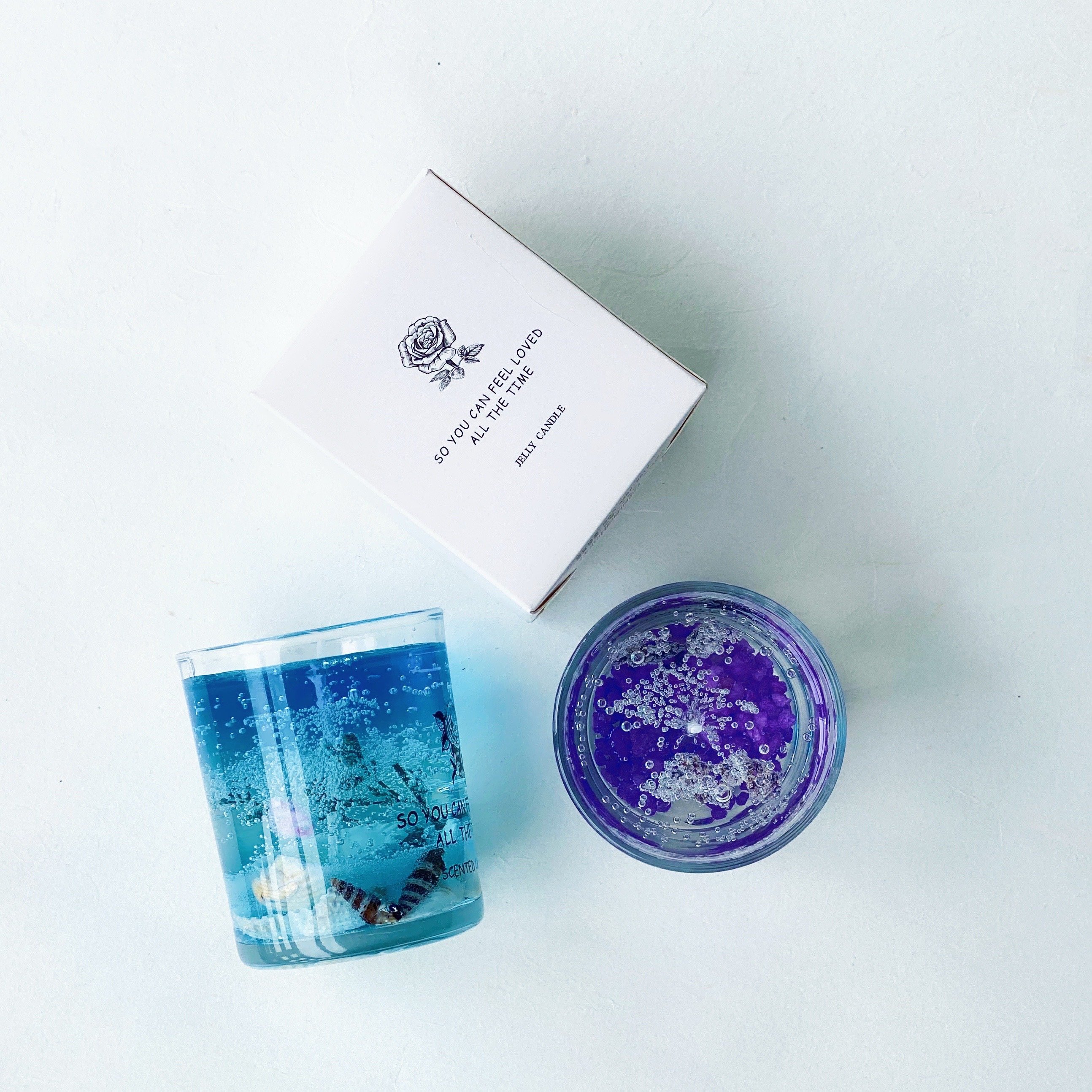 Hot sell scented candles private label,glass jar dried flower jelly scented candle,gel candle scented