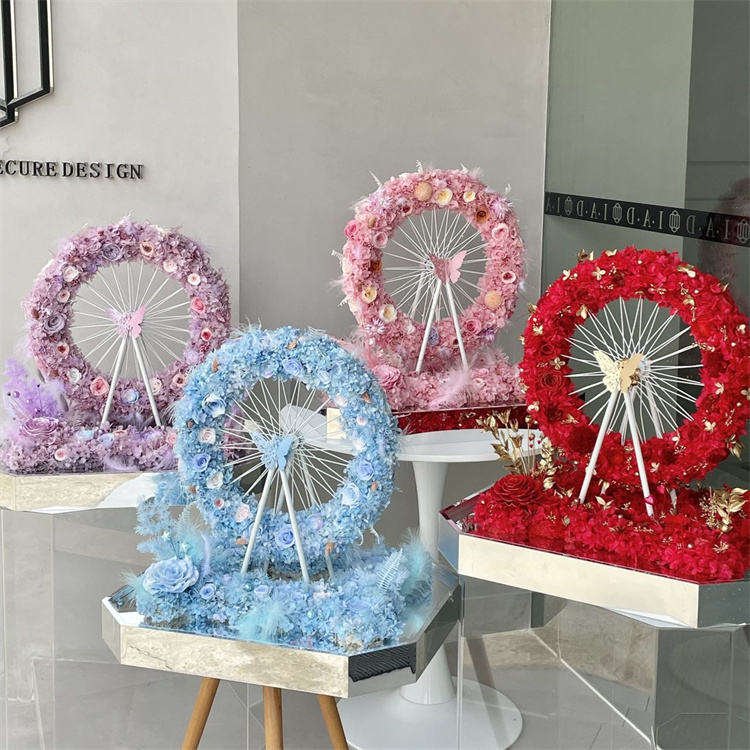 Hot Selling Valentines Day Girl Gift Box Colorful Large Luminous Ferris Wheel Immortal Forever Preserved Eternal Dried Hydrangea