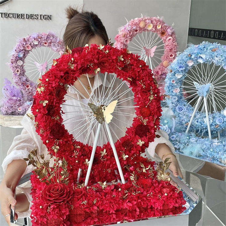 Hot Selling Valentines Day Girl Gift Box Colorful Large Luminous Ferris Wheel Immortal Forever Preserved Eternal Dried Hydrangea