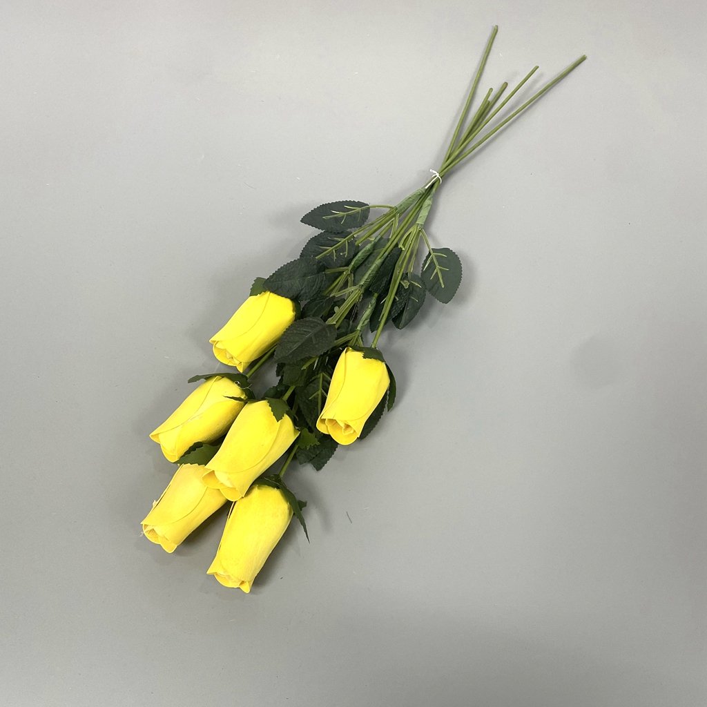 Home Gift Decorative Handmade Craft Bright Colors Natural Dry Flowers Big Wooden Rose Bud Bunch With Iron Stem