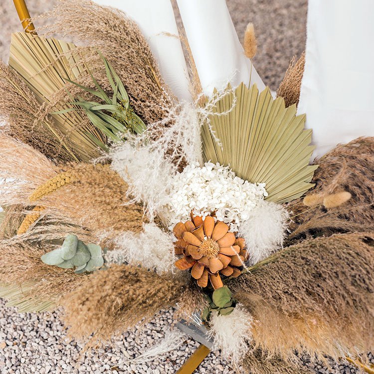 Outdoor Wedding Arch Backdrop Dried Flowers Pampas Bouquet Decor Metal Backdrop Wedding Flower Stands