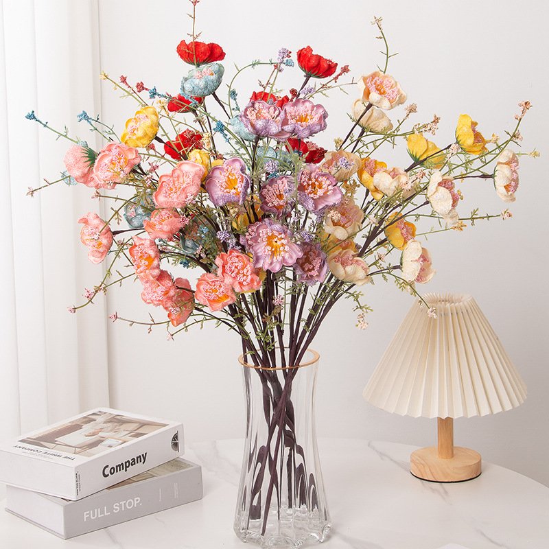 Light luxury high-end artificial flowers decorated rhododendron living room table dried flower bouquet