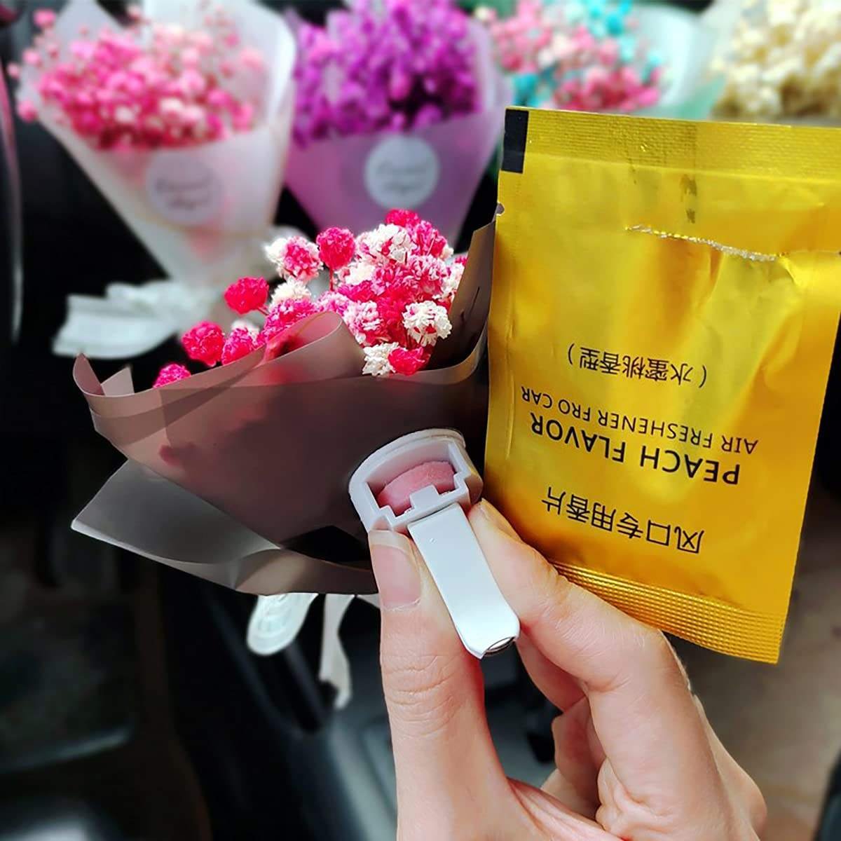 Wholesale Car Freshener Mini Flower Packaging Box Luxury Flower Bouquet Gift Box Dry Flower Car Aromatherapy Clip Air Outlet
