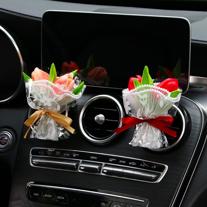 Wholesale Car Freshener Mini Flower Packaging Box Luxury Flower Bouquet Gift Box Dry Flower Car Aromatherapy Clip Air Outlet
