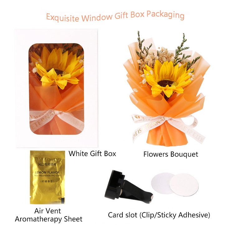 Wholesale Car Freshener Mini Flower Packaging Box Luxury Flower Bouquet Gift Box Dry Flower Car Aromatherapy Clip Air Outlet