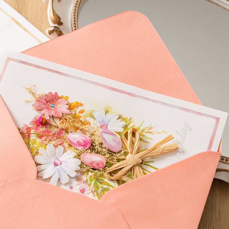 New Styles DIY Birthday Dried Flowers Greeting Cards handwritten greeting cards thank you cards for decor